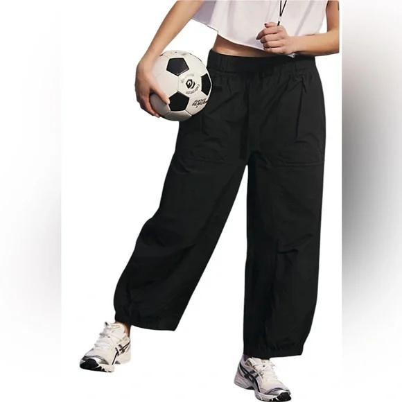 Free People FP Movement Black Pants Womens Offsides Belt Buckle Pockets Size S - Picture 2 of 14